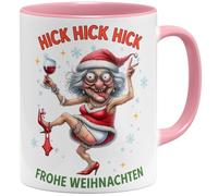 OM3 Tasse à café amusante de Noël avec grand-mère/tante ivre - Hick - Tasse en céramique - 325 ml - Imprimé des deux côtés - Rose