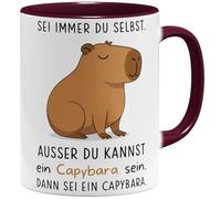 OM3 Tasse à café amusante en forme de cochon d'eau avec inscription en allemand « Sei immer du selbst - ausser du kannst ein Capybara sein » - Tasse en céramique - 325 ml - Imprimé des deux côtés