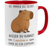 OM3 Tasse à café amusante en forme de cochon d'eau avec inscription en allemand « Sei immer du selbst - ausser du kannst ein Capybara sein » - Tasse en céramique - 325 ml - Imprimé des deux côtés