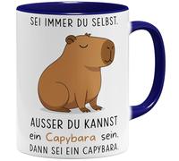 OM3 Tasse à café amusante en forme de cochon d'eau avec inscription en allemand « Sei immer du selbst - ausser du kannst ein Capybara sein » - Tasse en céramique - 325 ml - Imprimé des deux côtés