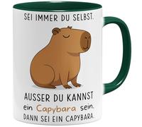 OM3 Tasse à café amusante en forme de cochon d'eau avec inscription en allemand « Sei immer du selbst - ausser du kannst ein Capybara sein » - Tasse en céramique - 325 ml - Imprimé des deux côtés