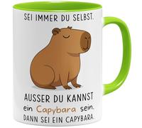 OM3 Tasse à café amusante en forme de cochon d'eau avec inscription en allemand « Sei immer du selbst - ausser du kannst ein Capybara sein » - Tasse en céramique - 325 ml - Imprimé des deux côtés