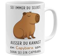 OM3 Tasse à café amusante en forme de cochon d'eau avec inscription en allemand « Sei immer du selbst - ausser du kannst ein Capybara sein » - Tasse en céramique - 325 ml - Imprimé des deux côtés