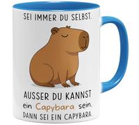 OM3 Tasse à café amusante en forme de cochon d'eau avec inscription en allemand « Sei immer du selbst - ausser du kannst ein Capybara sein » - Tasse en céramique - 325 ml - Imprimé des deux côtés
