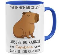 OM3 Tasse à café amusante en forme de cochon d'eau avec inscription en allemand « Sei immer du selbst - ausser du kannst ein Capybara sein » - Tasse en céramique - 325 ml - Imprimé des deux côtés