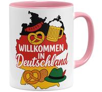OM3 Tasse à café avec inscription en allemand « Einbürgerung » - Immigration - Tasse en céramique - 325 ml - Imprimé des deux côtés - Rose