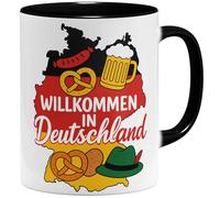 OM3 Tasse à café avec inscription en allemand « Einbürgerung » - Immigration - Tasse en céramique - 325 ml - Imprimé des deux côtés - Noir