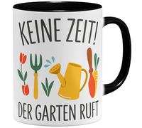 OM3 Tasse à café avec inscription « Keine Zeit Der Garten ruft » - Idée cadeau amusante pour les jardiniers amateurs et les amateurs de jardin - Tasse en céramique - 325 ml - Imprimé des deux côtés