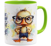 OM3 Tasse à café en forme de canard avec inscription en allemand « Bitte nicht ansprechen » - Ich bin wirklich so nervt, wie ich aussehe - Tasse en céramique - 325 ml - Impression complète - Vert