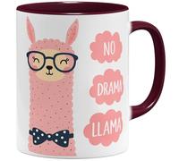 OM3 Tasse à café humoristique No Drama Llama avec inscription en allemand « Statement Alpaka » - En céramique - 325 ml - Imprimé des deux côtés - Bordeaux
