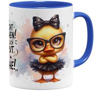 OM3 Tasse à café mignonne avec inscription en allemand « Bitte nicht ansprechen » - Ich bin wirklich so nervt, wie ich aussehe - Tasse en céramique - 325 ml - Impression complète - Bleu