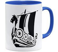 OM3® Tasse en céramique Drakkar Drakkar - 325 ml - Imprimé des deux côtés - Bleu roi