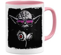 OM3® Tasse musicale Deejay DJ Yoda - Tasse en céramique - 325 ml - Imprimé des deux côtés - Rose