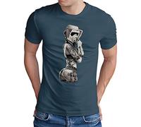 OM3® Tattoo-Trooper T-shirt pour homme | Sturmtruppen Ink Wars Film Fan SciFi Pin Up | S - 4XL - Bleu - Small