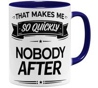 OM3 That Makes Me So Quickly Nobody After - Tasse à café - Avec inscription en allemand « German German English » - 325 ml - Imprimé des deux côtés - Bleu foncé
