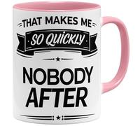 OM3 That Makes Me So Quickly Nobody After Tasse à café, avec inscription en allemand « German Verdewendung schlechtes Englisch » - En céramique - 325 ml - Imprimé des deux côtés - Rose