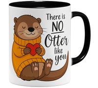 OM3 There is no Otter like you - Tasse à café avec inscription en allemand - Motif loutre de mer - En céramique - 325 ml - Imprimé des deux côtés - Noir