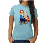 OM3 - We-Can-Do-It - T-shirt | Femme | Amour Graffiti Street Art Punk Rock Geek Emo Gothic Pace | S - XXL, bleu clair, L
