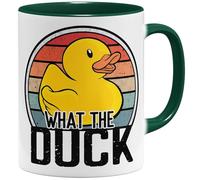 OM3® What the Duck - Tasse amusante avec canard | Tasse en céramique | 325 ml | Imprimé des deux côtés | Vert
