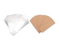 Omabeta 100pcs Bookmark Set Set Bookmark Holder Cards Afficher les Manches de Papier Kraft Cartes Vierges avec 100 Sacs Transparents pour les Bijoux Artisanaux Faits à la Main