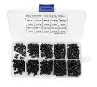 Omabeta 300 Pièces M3 Kit D'assortiment D'écrous de Vis à Tête Cylindrique en Acier au Carbone Noir avec 120 écrous 180 Vis pour la Construction Industrielle, les Appareils de Bureau à