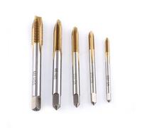 Omabeta 5pcs Enduit HSS Filetage Tarauds Ensemble M3 M4 M5 M6 M8 Avant Puce D'éjection Vis Tap Kit pour Traverser Trou Taraudage avec Haute Dureté