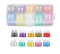 Omabeta Assortiment de Lames de Fusibles de Voiture à Action Rapide 2A-35A, Kit de 100 Pièces pour la Protection de la Voiture, Matériau en Alliage de Zinc, 10 Types pour Panne D'alimentation de