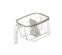 Omabeta Boîte D'assaisonnement avec Couvercle scellé, Pot à épices à 4 Compartiments pour L'organisation de la Cuisine, Matériau en Silicone ABS PET, 7,4 X 5, X 3,6 Pouces, Cuillères, Cuisine (Vert