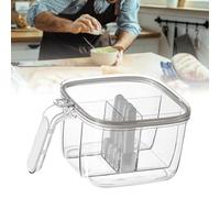 Omabeta Boîte D'assaisonnement avec Couvercle scellé, Pot à épices à 4 Compartiments pour L'organisation de la Cuisine, Matériau en Silicone ABS PET, 7,4 X 5, X 3,6 Pouces, Cuillères, Cuisine (Blanc)