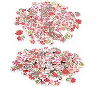 Omabeta Boutons en Bois à Fleurs Peintes, 200 Pièces, pour Bricolage,