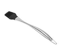 Omabeta Brosse à Badigeonner en Silicone Résistant aux Hautes Températures pour Griller Cuisson Pâtisserie Cuisson Argent Noir Acier Inoxydable 1 Pc (430 manche courbé grand noir)