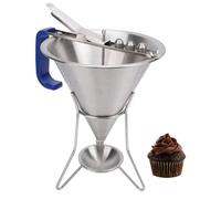Omabeta Dispensateur de Gâteau en Entonnoir en Acier Inoxydable, Entonnoir de Confiserie avec Support pour les Crêpes Cupcakes Octopus Balls Baking Tool, Dispensateur de Pâte