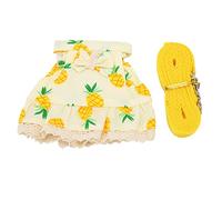 Omabeta Ensemble de Laisse pour Robe de Lapin, Tenue en Coton Doux, Harnais Réglable pour Petits Animaux de Compagnie, Confortable à Porter au Quotidien, 1 X Robe, 1 X Laisse (S Ananas Jaune)
