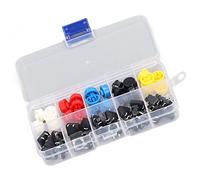 Omabeta Ensemble D'interrupteurs Tactiles Ronds Durables, 25 Pièces, Interrupteur à Bouton-poussoir momentané pour les Amateurs de Bricolage, ABS en Acier Inoxydable avec Capuchon pour Clés