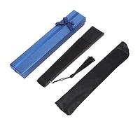Omabeta Éventail Pliant Noir avec Structure en Bambou, Tissu en Soie et | Éventail à Main Durable de 14.4 Pouces, Poignée Peinte, Accessoire de Cosplay de Fête, Décoration Murale, Artisanat de