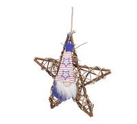 Omabeta Guirlande de Poupée sans Visage du 4 Juillet, Décoration Extérieure Rustique pour la Porte D'entrée, Célébration du Jour de L'indépendance, Rotin et Flanelle (C)