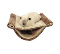 Omabeta Hamac pour Hamster, Lit Suspendu Doux et Chaud, Double Couche, pour Petits Animaux, écureuil, Hamsters, Matériau en Peluche (Couleur Café)