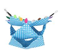 Omabeta Hamac pour Petits Animaux, Lit Pivotant coloré à 3 Niveaux, Sûr, pour Hamsters, Oiseaux et Petits Animaux de Compagnie, en Toile, 30x30cm (Hamac Trois Couches à Pois Bleu Ciel (avec)