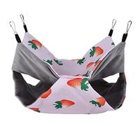 Omabeta Hamac Suspendu pour Hamster, Sac de Couchage Doux Double Face pour Petits Animaux comme Les Lapins et Les Souris, en Toile avec Velours (L Fraise)