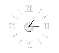 Omabeta Horloge Murale Bricolage sans Cadre 3D Miroir Horloge Murale muet Stickers muraux Chiffres Romains Horloge Murale décoration Amovible pour Salon Chambre Maison(Argent)