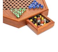 OMABETA jeu Hexagon Wooden Checkers Jeu de conseil des dames chinois en bois avec un jeu de stratégie de balle en jeux mecanique