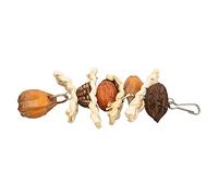 Omabeta Jouet à Mâcher pour Perroquet Suspendu avec Noix de Feuille de Maïs Naturelle pour activité de Meulage du Bec 21 Cm