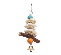 Omabeta Jouets en Os de Seiche pour Perroquets et Petits Animaux, Jouets à Mâcher de qualité Supérieure avec Cloche, Os de Seiche Naturel sans Danger pour Cage Suspendue, 1 unité (15CM)