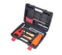 Omabeta Kit D'affûtage de Chaîne de Tronçonneuse Kit d'entretien Efficace et Polyvalent pour Bûcherons Matérialistes Organiques Porte-fichiers Pince Carrée Coin D'abattage 16 Pièces