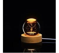 OMABETA Lumière nocturne à boule de cristal Crystal Globe Light 3D Gravure de lampe de nuit cristalline lumineuse lampe deco pack