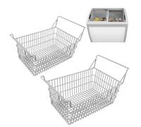 Omabeta Organisateur de Paniers de Congélateur de 2PCS, Poubelles de Rangement en Fil avec des Poignées Hautes pour le Garde-manger de Cuisine de Congélateur Coffre (50x24cm / 19.7x9.4in)