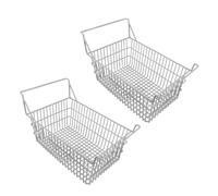 Omabeta Organisateur de Paniers de Congélateur de 2PCS, Poubelles de Rangement en Fil avec des Poignées Hautes pour le Garde-manger de Cuisine de Congélateur Coffre (50x27cm / 19.7x10.6in)