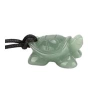 Omabeta Pendentif en Cristal Naturel sculpté Tortue Verte, Collier de