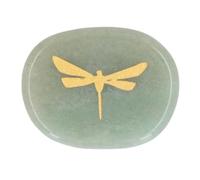 Omabeta Pierre de Soucis pour le Pouce, Surface de Libellule Dorée en Cristal, Sculpture Relaxante, Apaisante, Pierre de Guérison pour Soulager le Stress, l'anxiété, la Décoration (Aventurine verte)