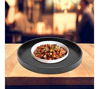 Omabeta Plateau en Bois de Plaque Plateau Rond Durable Plateau de Service élégant Serveur de Nourriture de thé en Bois Noir en Bois pour la Maison pour la Nourriture(Black, 24cm)